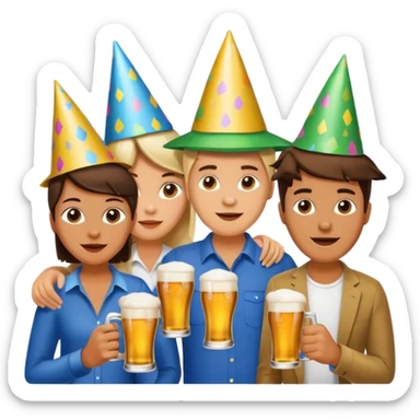 bola de discoteca bebiendo cerveza con amigos sticker