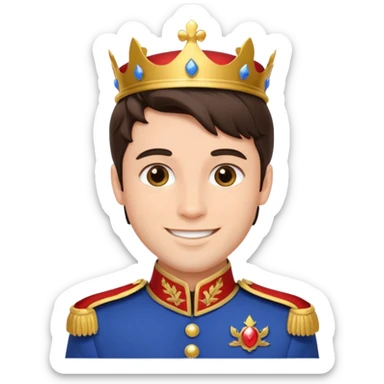 handsome brunette male prince with royal uniform sticker