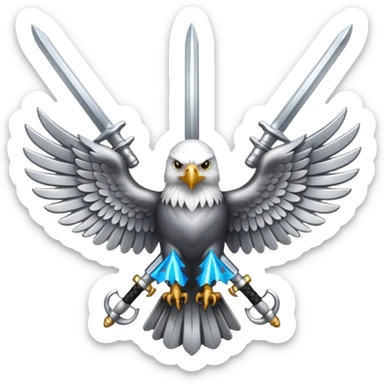 Silver eagle with crossed sabers sticker