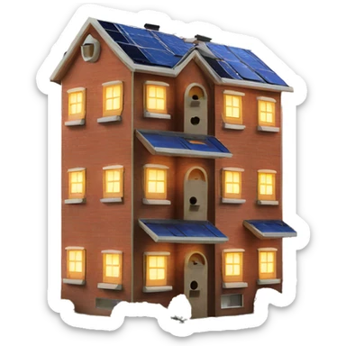 Apartment building shaped birdhouses with solar lights  sticker