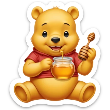 Winnie the Pooh eating honey sticker
