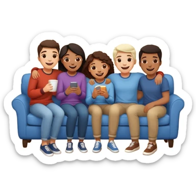 group of friends on couch having fun sticker