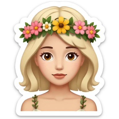 nữ, đầu cài vòng hoa sticker
