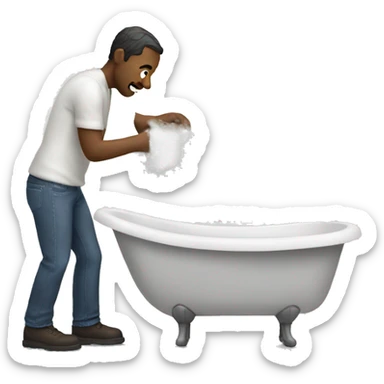 Man building a bathroom sticker