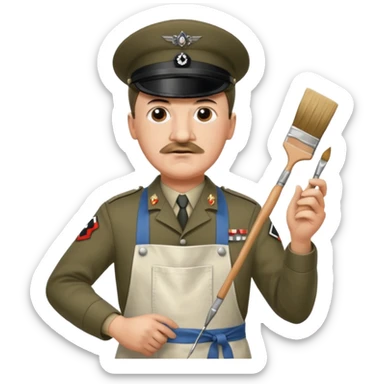 Adolf  hitler in uniform working as a decorator sticker