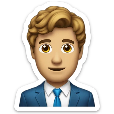 Hombre mayor con pelo castaño y desordenado ojos azules y traje de gala sticker