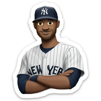 White man with goat tick wears jersey of the New York Yankees  sticker