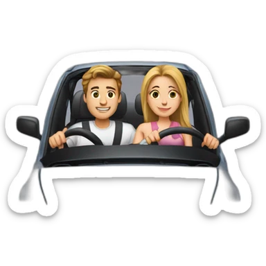 boyfriend driving and girlfriend in car  sticker