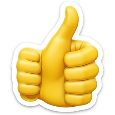 Use the original thumbs up emoji as a template, and create an image of a modified thumbs up where an exact copy but much smaller version of the large thumbs up, has its fingers wrapped around the large thumbs up sticker