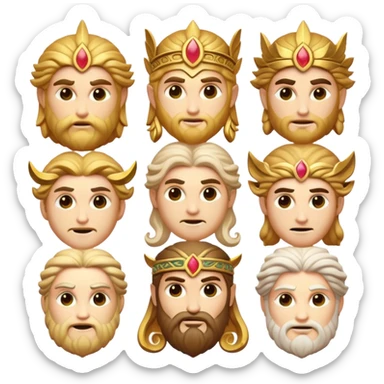 Cinematic Realistic Greek Gods Pop Culture Emoji, featuring mythic portrayals of ancient deities rendered with dynamic, ethereal lighting and classical detail. sticker