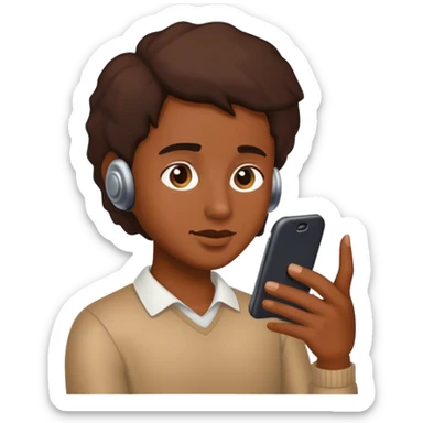 Una persona morena usando el celular sticker