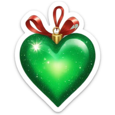 green heart sparkle christmas sticker