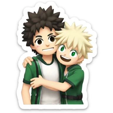 Bakugo Katuski and izuku midorya hugging sticker