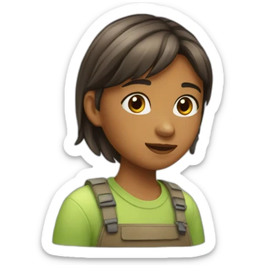 jeune fille entourée de plantes sticker