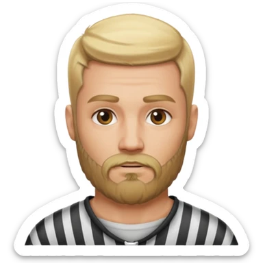 blonde tattooed bearded male prisoner sticker