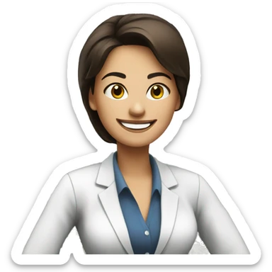 brunette business woman with money in her hand, smiling sticker