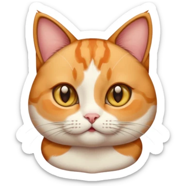 calico cat with cute slim face, small head, hazel eyes, and short but chubby body sticker