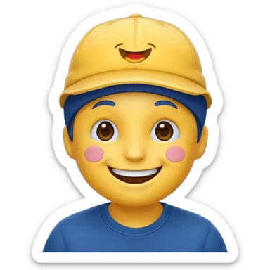 yellow emoji with dark blue cap sticker