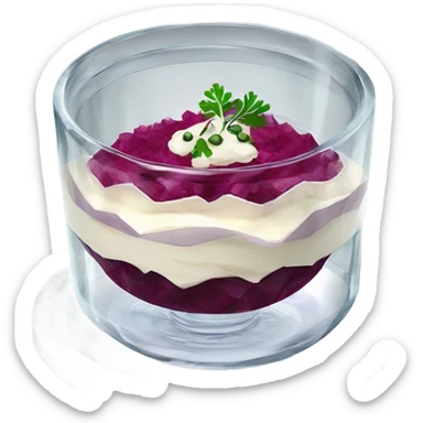 Shuba russian Layered Beet dish  with Herring and mayonnaise in Crystal bowl  sticker