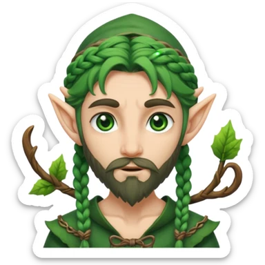Forest elf with braided beard and bow sticker