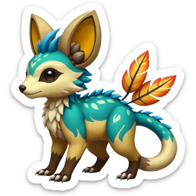 Rare realistic exotic cute epic pretty beautiful handsome gorgeous aesthetic colorful vibrant Vernid-Protogen-Primagen-Wickerbeast-species-Fakemon-creature by LiLaiRa, random markings, tufted ears, full body sticker