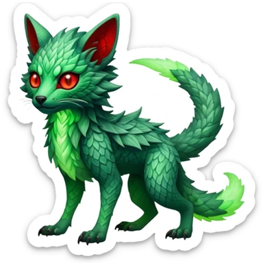 Cool Edgy Green Red ethereal badass Fionbri-Vernid-Trico-animal-creature full body sticker