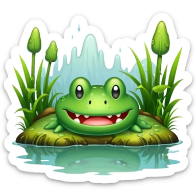 Wet swampy mushy foggy moist scenery sticker