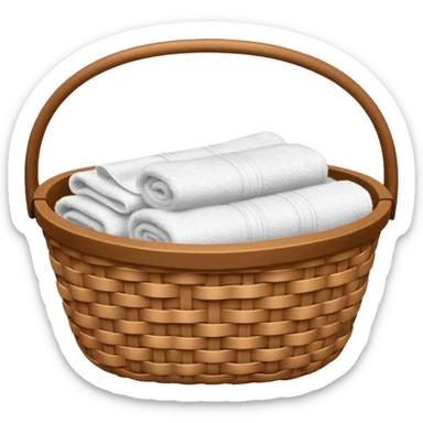 Realistic Brown basket with white towels sticker