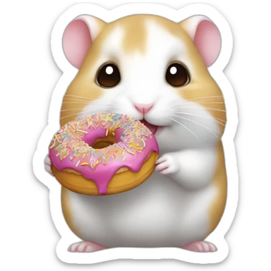 white color hamster eat choco donut sticker