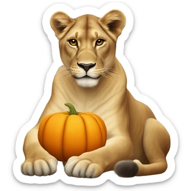 Lioness with pumpkin sticker