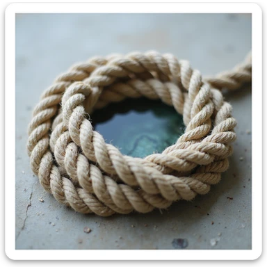realistic rope with a noose, inside the rope visible water, neutral background, natural details, symbolic atmosphere sticker