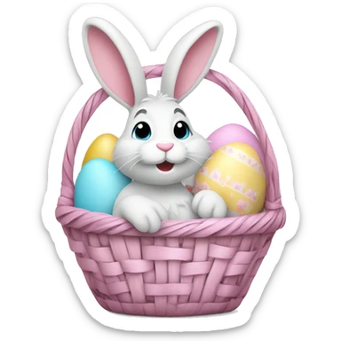 easter bunny with egg light pink basket sticker