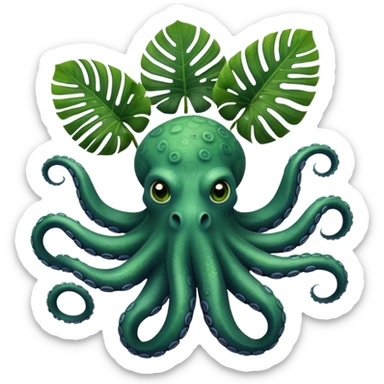 Octopus with monstera plants  sticker