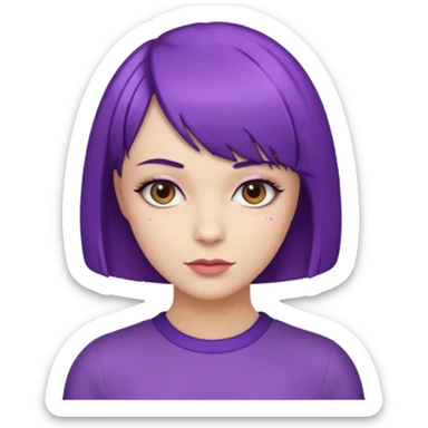 Woman purple bob haircut sticker