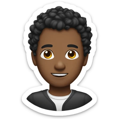 emoji with dark curly hair and shaved side burns sticker