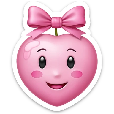 Light Pink cherry emoji with pink bow sticker