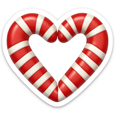 Two long christmas candies making heart shape sticker