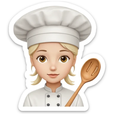 Young female  wearing white chef hat

 sticker
