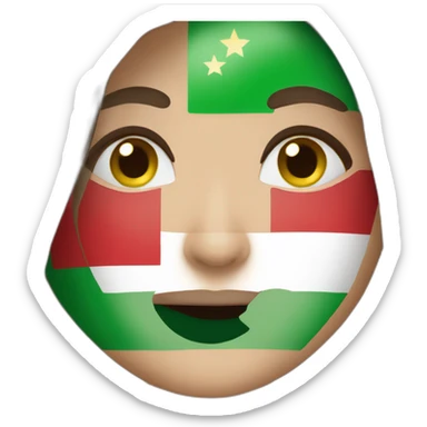 long haired brunette with brown eyes holding bulgarian flag sticker