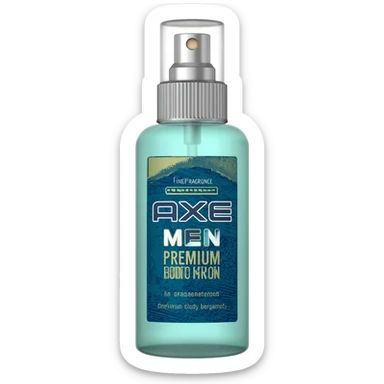 Hyperrealistic 3D rendering, insane detail, AXE Fine Fragrance Collection Premium Body Spray for Men, Aqua Bergamot deodorant, 16k hd sticker