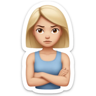 Woman with arms crossed in a mad way with an attitude turned to the side a little  sticker