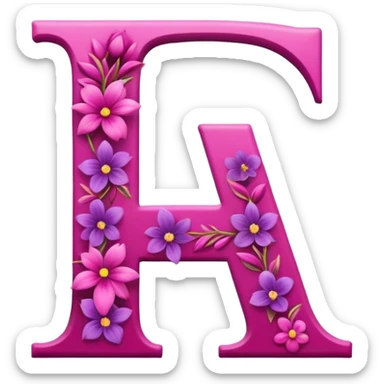 Magenta flowery romantic alphabet letter sticker