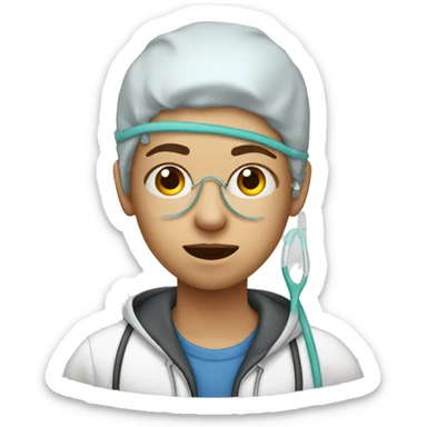 A teenager with a nasal cannula sticker