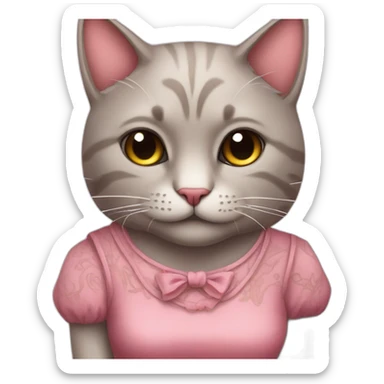 Cat with tattoos and a pink dress sticker