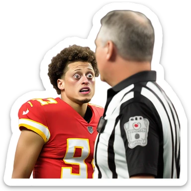 Patrick Mahomes crying to a ref sticker
