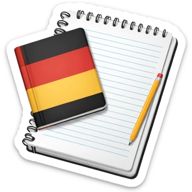 open notebook with German flag on the page sticker