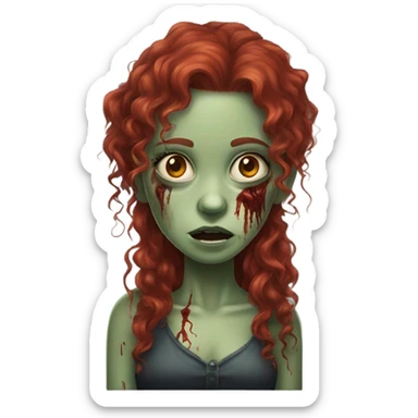 Zombie girl with long red curly hair sticker