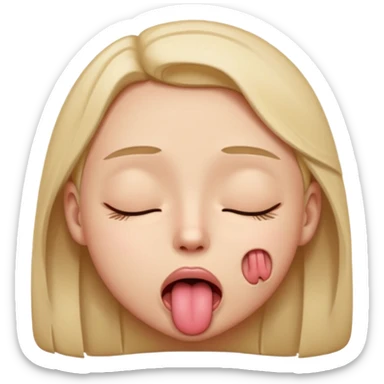 Eyes tightly closed like 😵 and tongue out like 😝 sticker