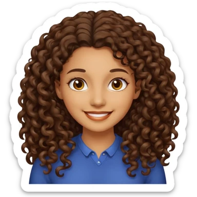 Woman light brown skin long dark curly hair sticker