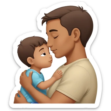 Father giving his child a gentle kiss on the forehead, family love sticker